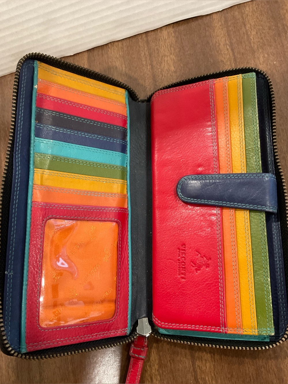 Ladies Visconti Large Real Leather Purse Wallet RFID Rainbow Colorblock